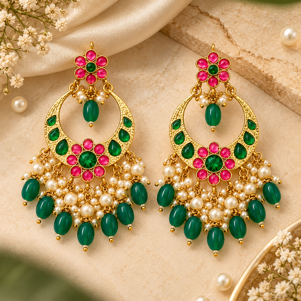 The99Jewel Designer Festive KundanDangler Earrings