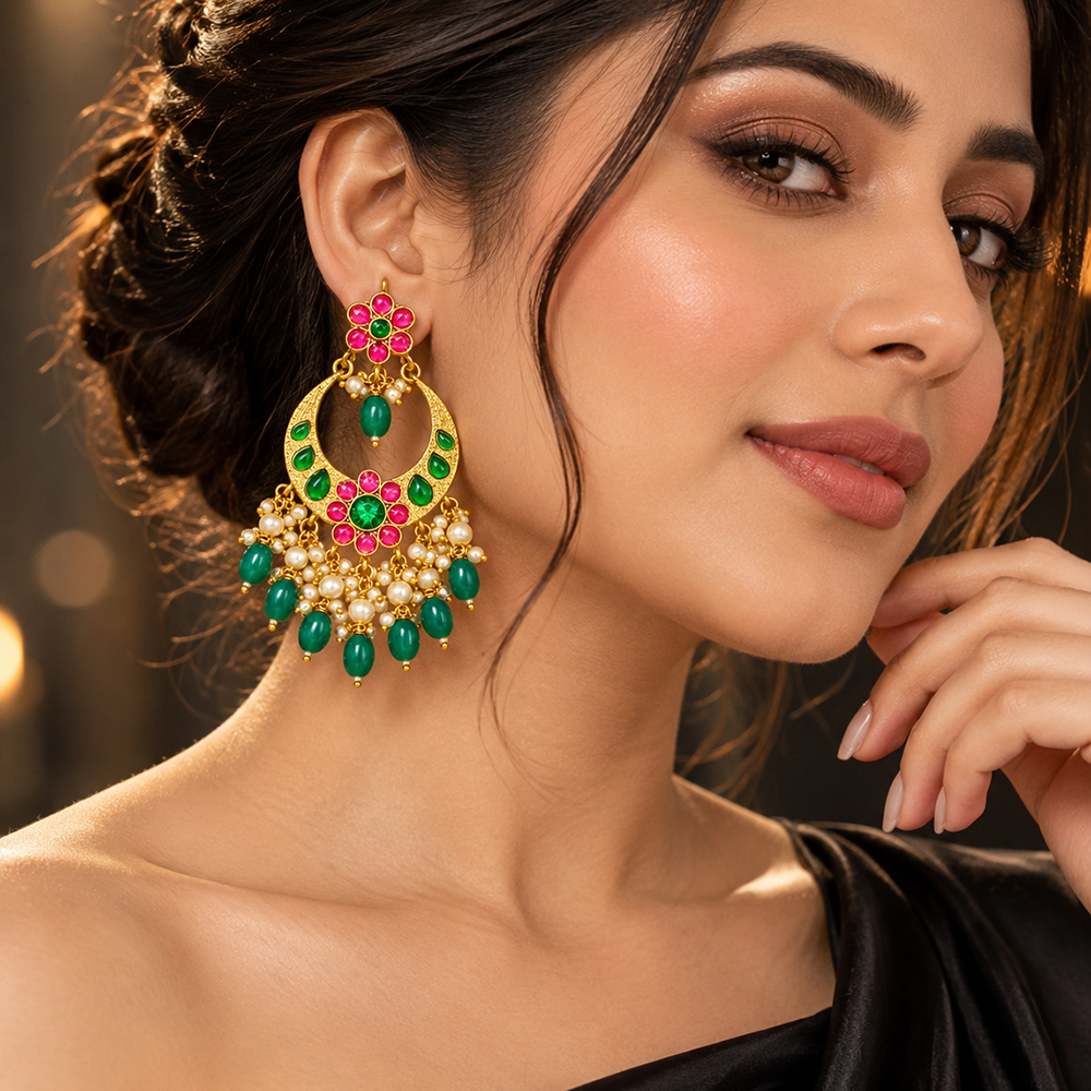 The99Jewel Designer Festive KundanDangler Earrings