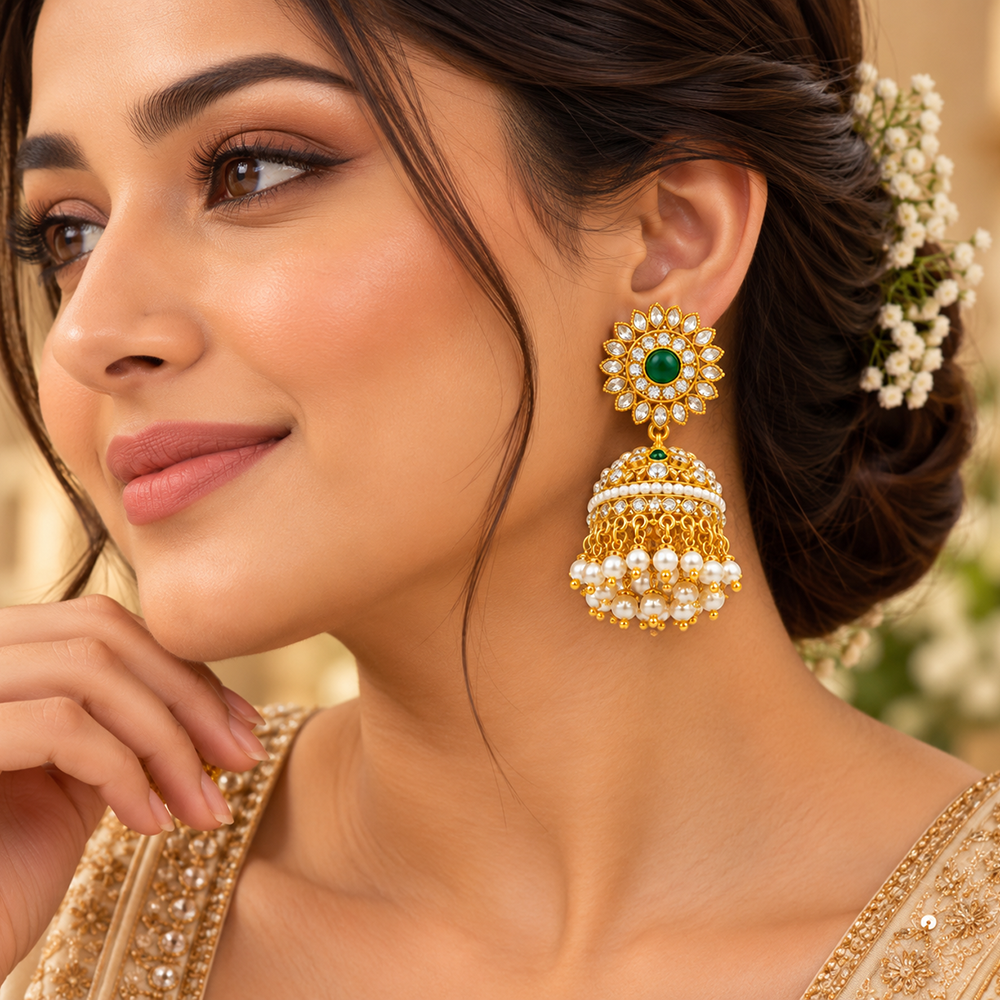 The99Jewel Designer Festive KundanJhumka Earrings