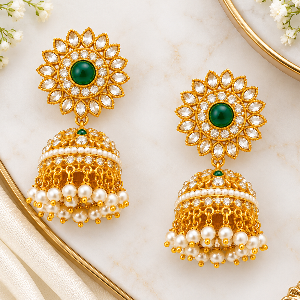 The99Jewel Designer Festive KundanJhumka Earrings