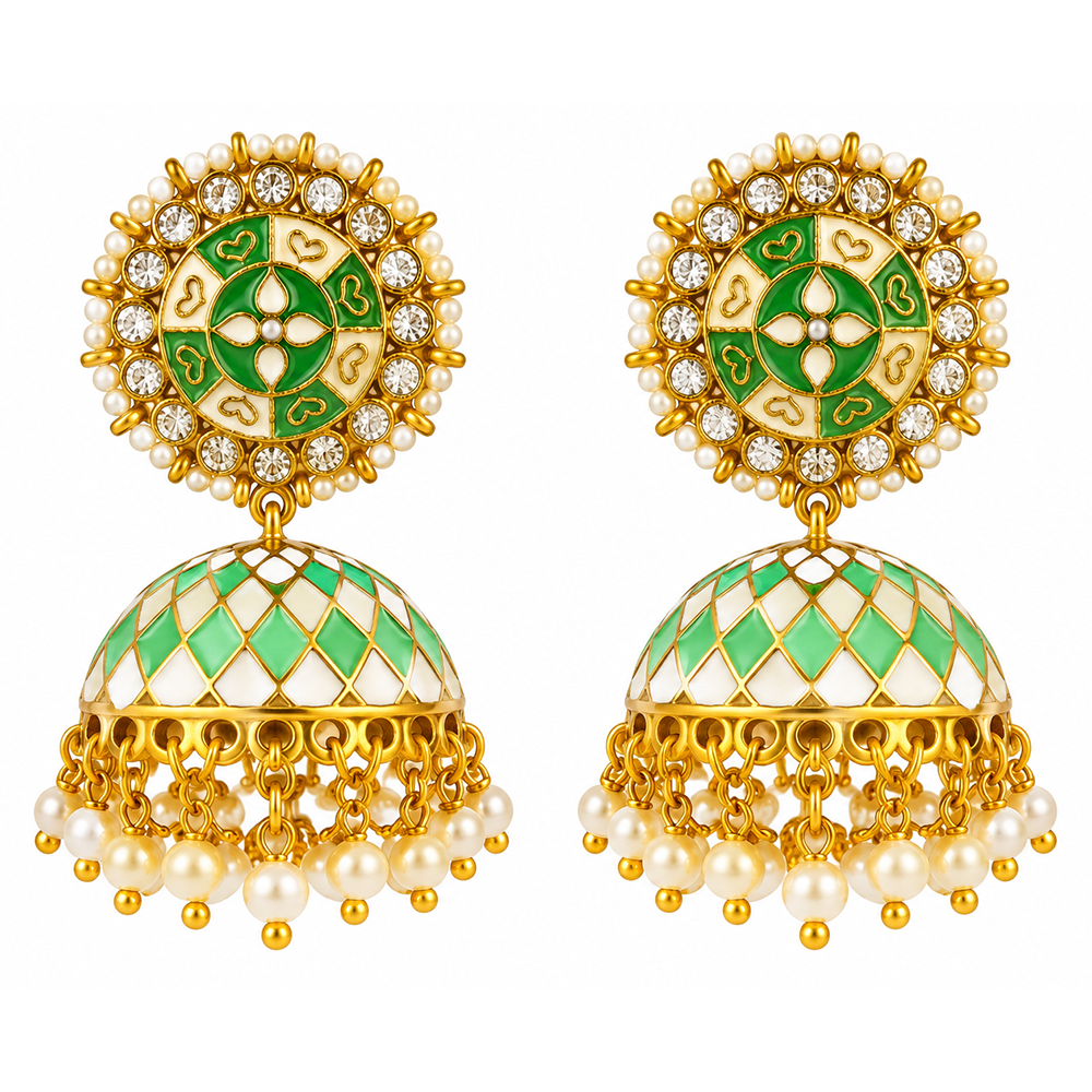 The99Jewel Designer Festive Meenakari Jhumka Earrings
