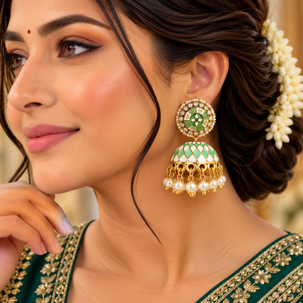 The99Jewel Designer Festive Meenakari Jhumka Earrings