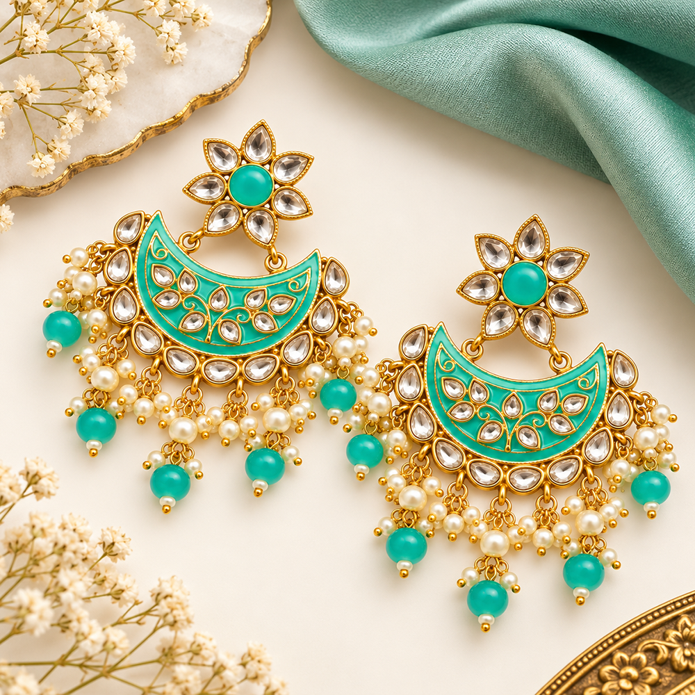 The99Jewel Designer Festive Meenakari Dangler Earrings