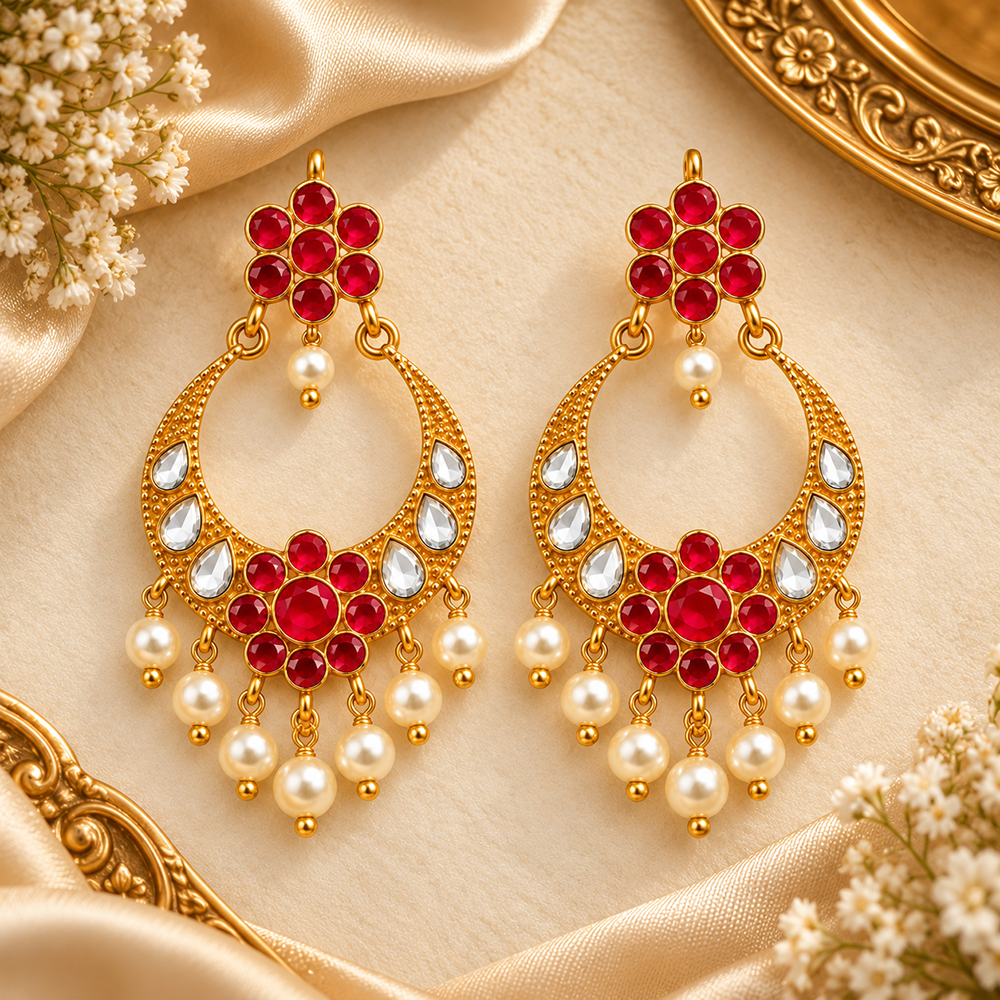 The99Jewel Designer Festive KundanDangler Earrings