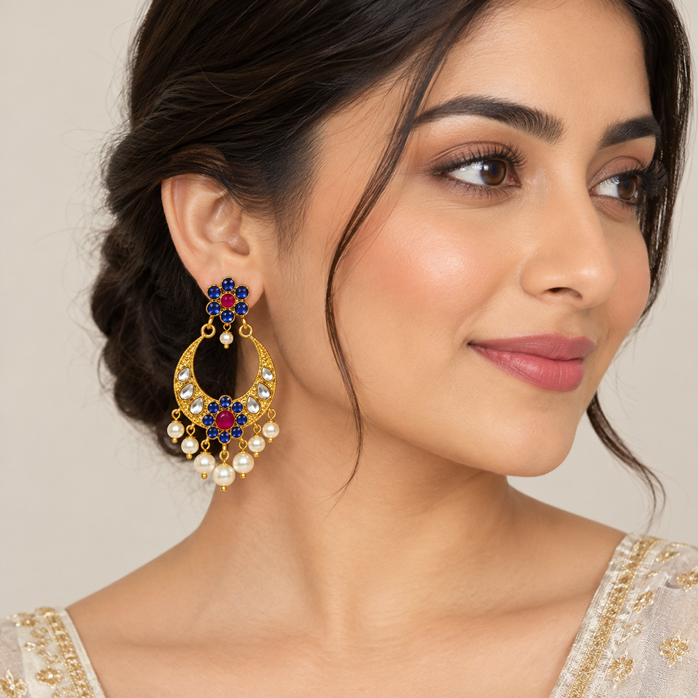 The99Jewel Designer Festive KundanDangler Earrings