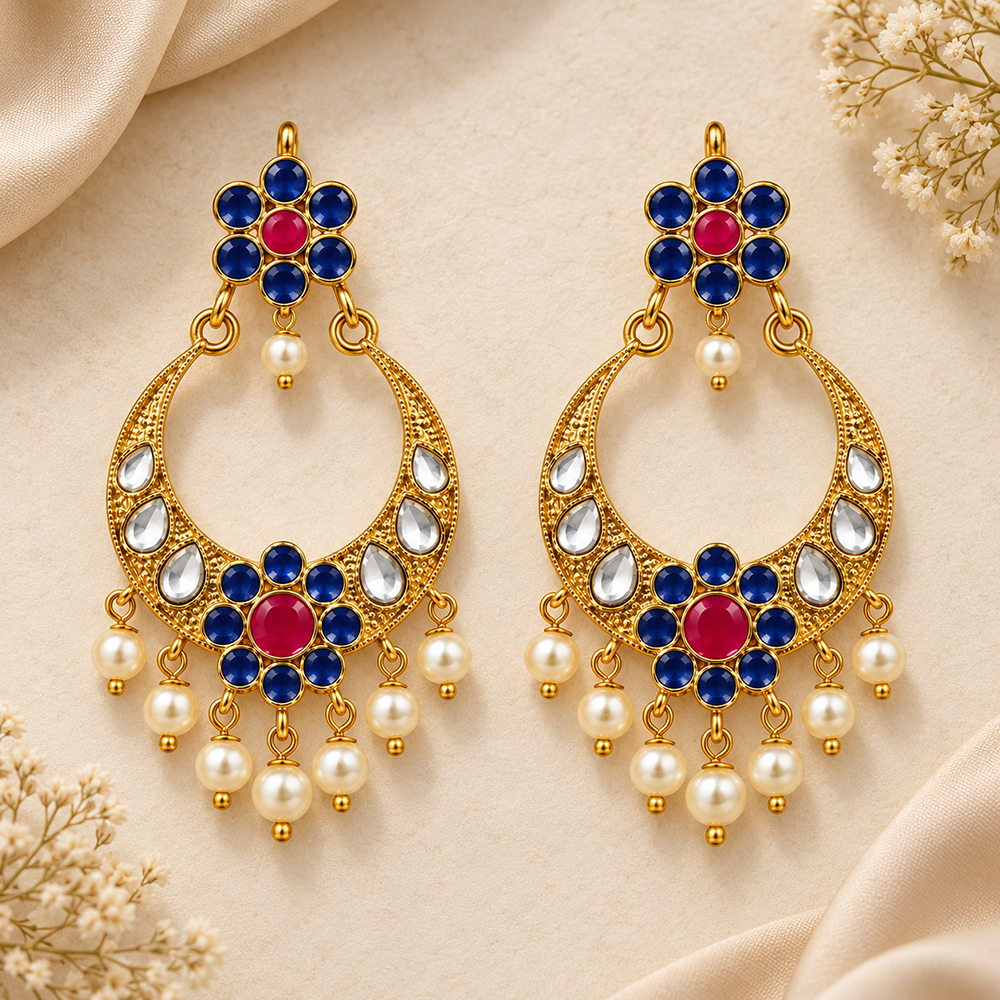 The99Jewel Designer Festive KundanDangler Earrings