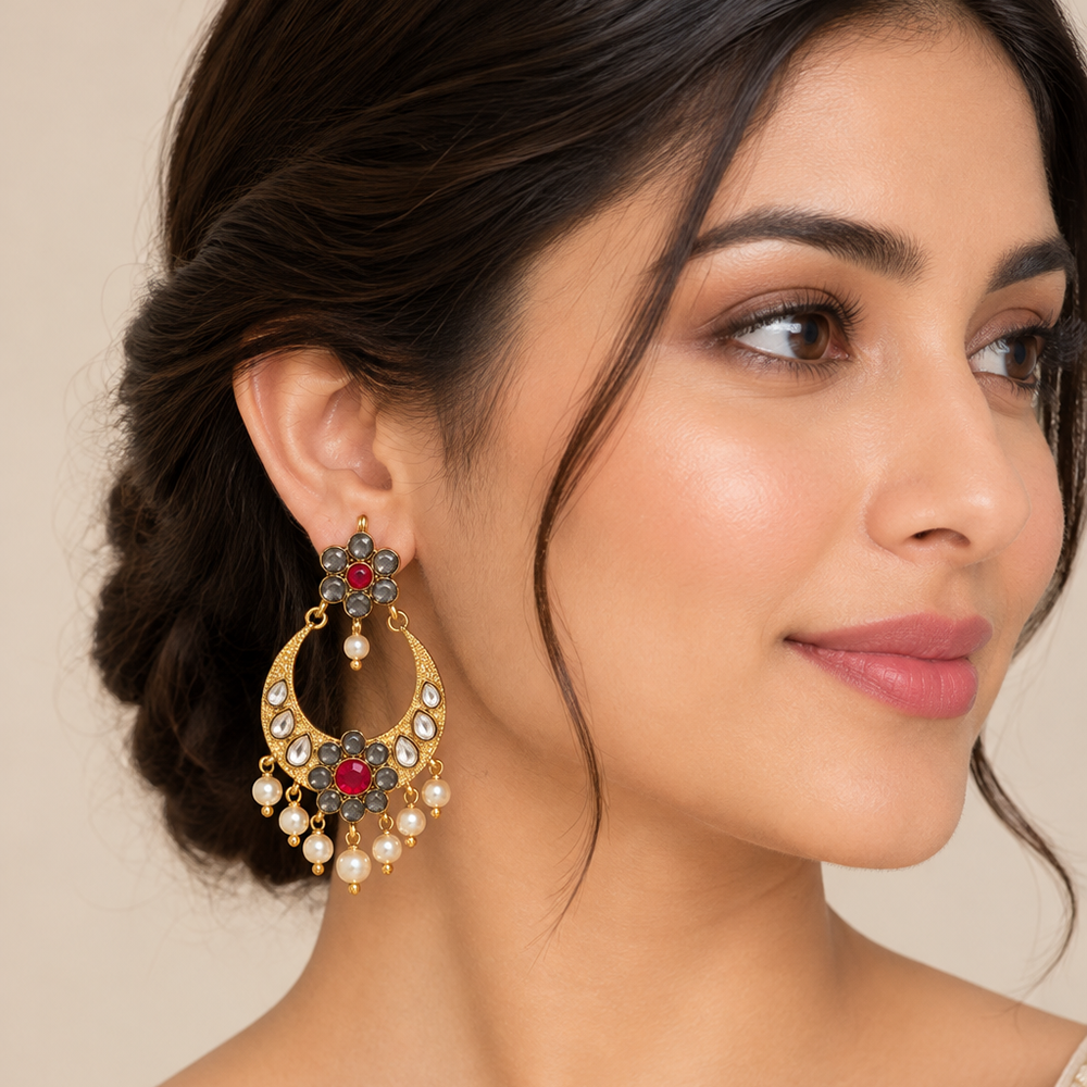 The99Jewel Designer Festive KundanDangler Earrings