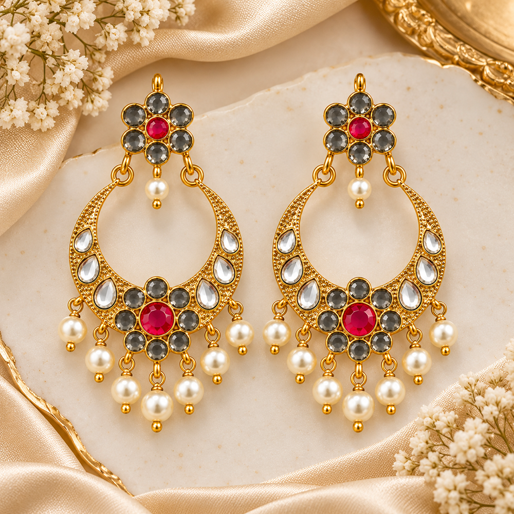 The99Jewel Designer Festive KundanDangler Earrings