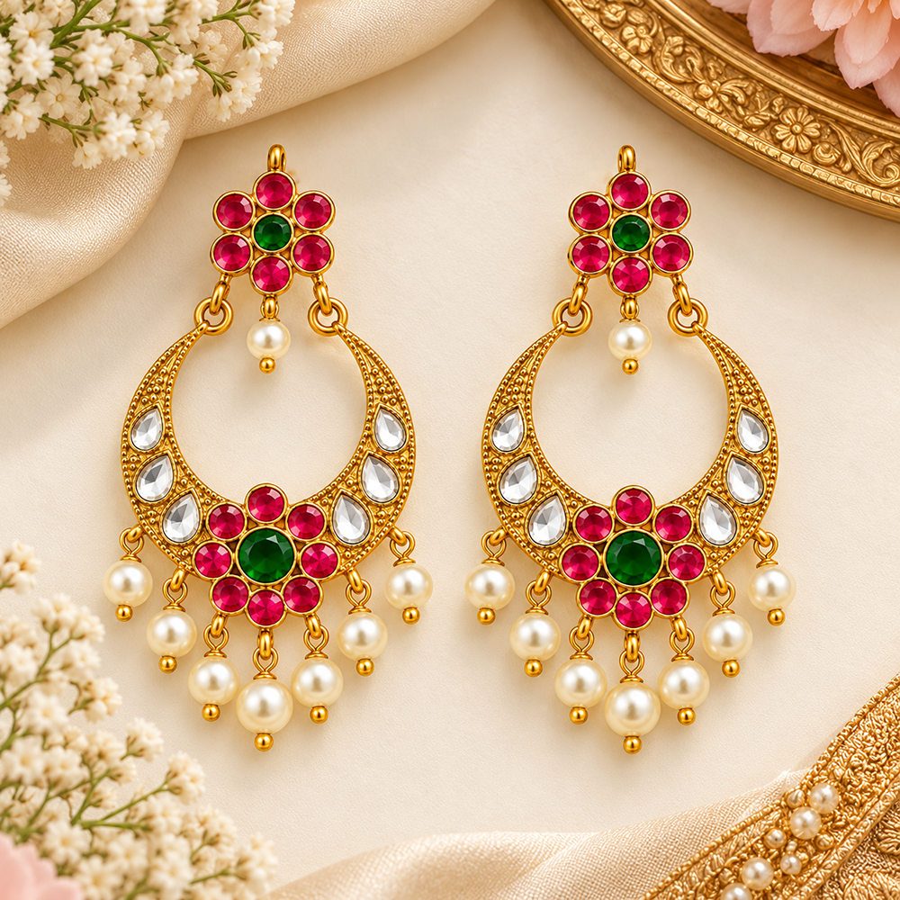 The99Jewel Designer Festive KundanDangler Earrings