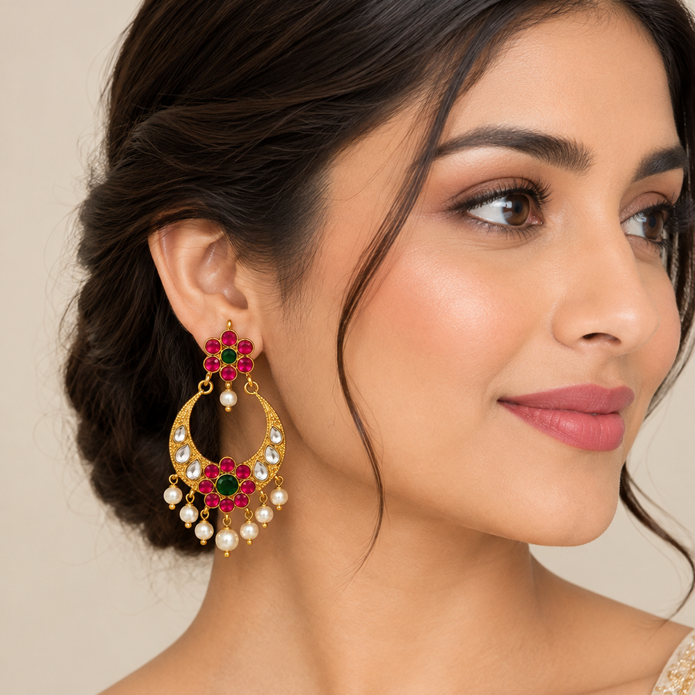 The99Jewel Designer Festive KundanDangler Earrings