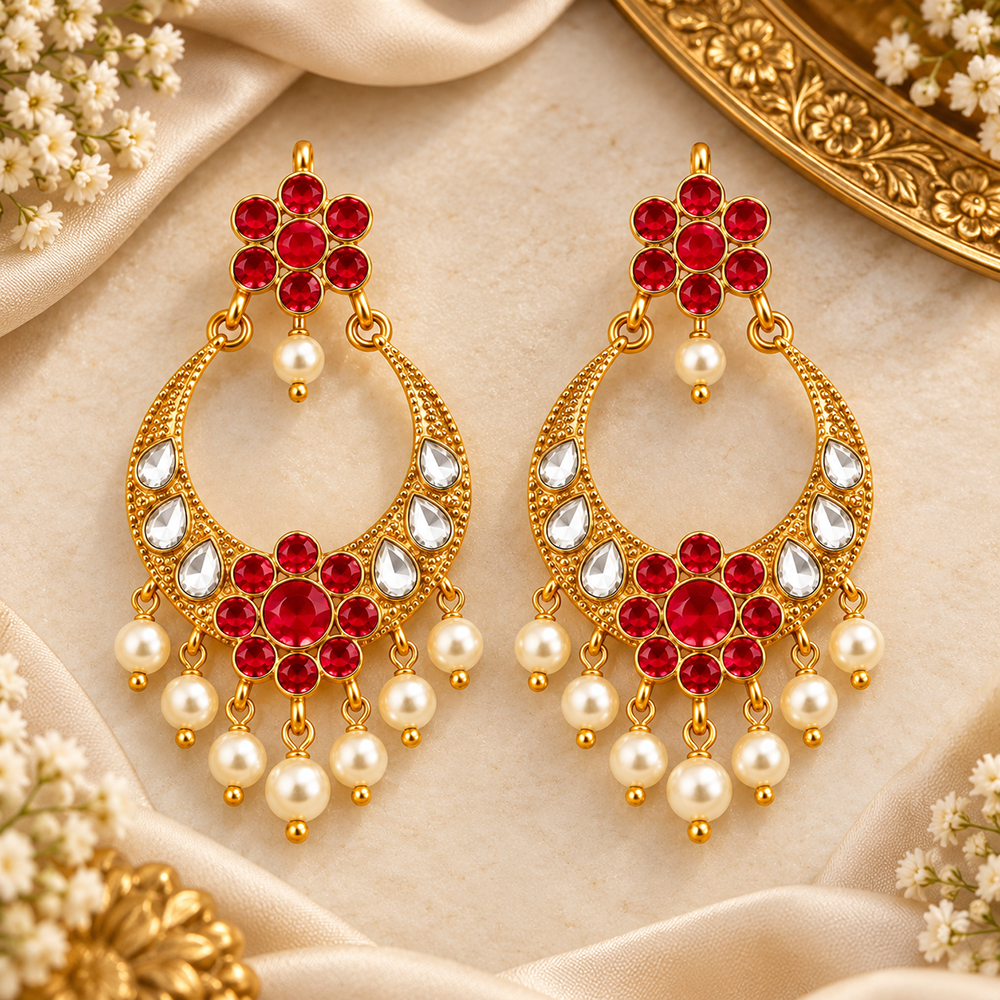 The99Jewel Designer Festive KundanDangler Earrings