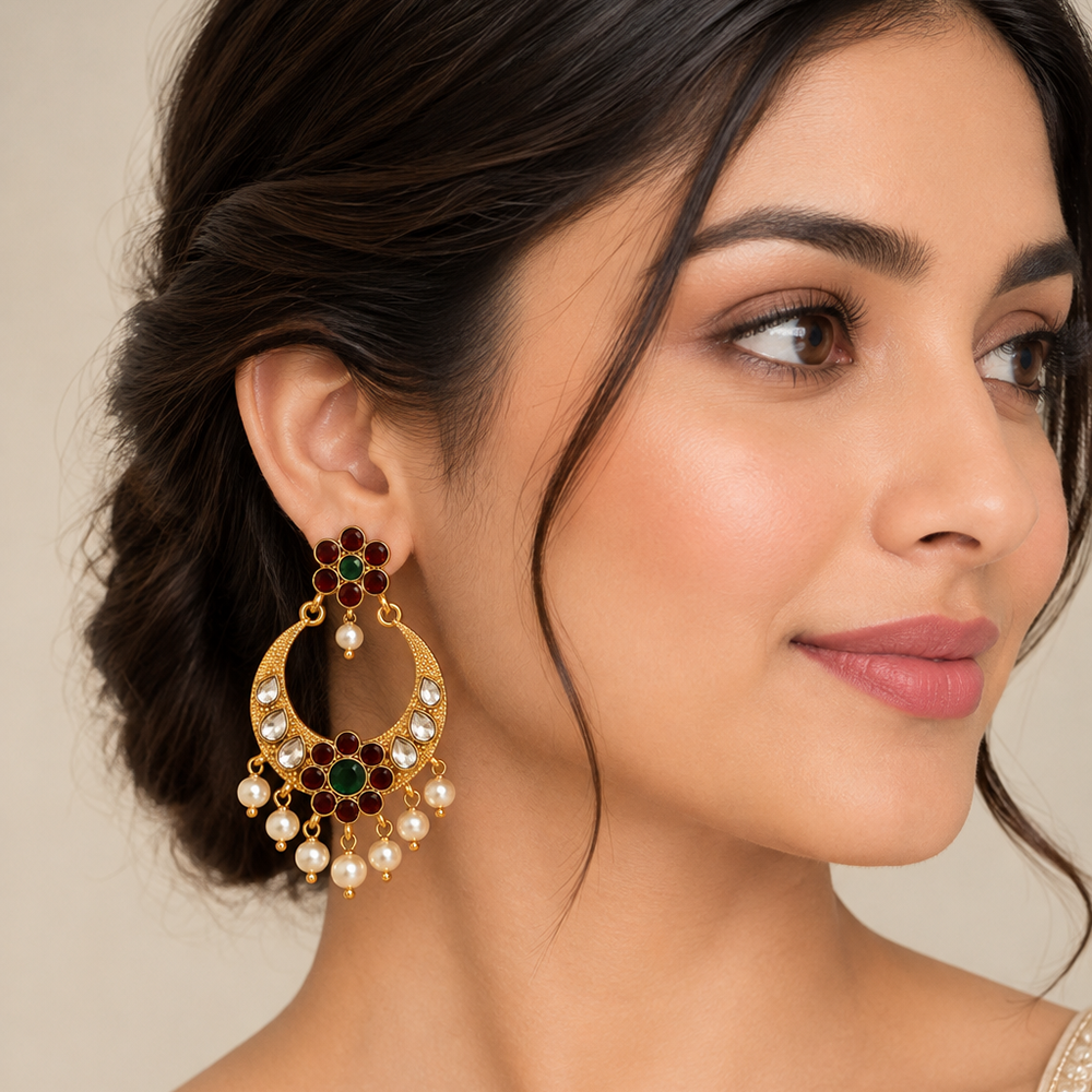 The99Jewel Designer Festive KundanDangler Earrings