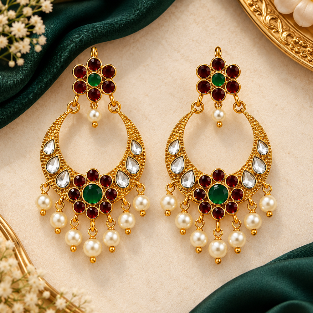 The99Jewel Designer Festive KundanDangler Earrings