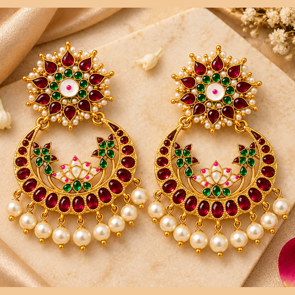 The99Jewel Designer Festive Pota Stone Dangler Earrings