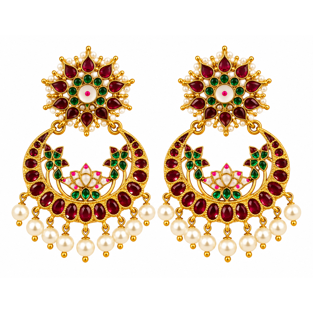 The99Jewel Designer Festive Pota Stone Dangler Earrings
