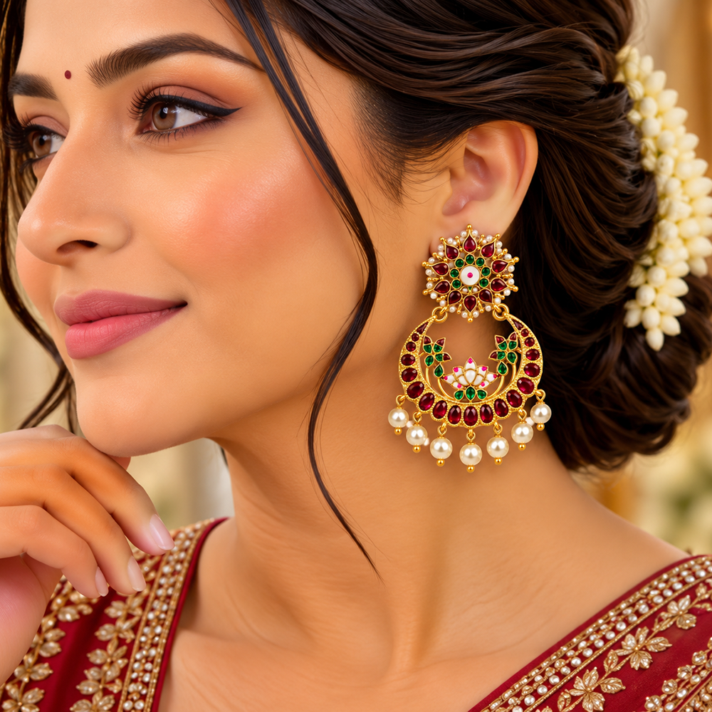 The99Jewel Designer Festive Pota Stone Dangler Earrings