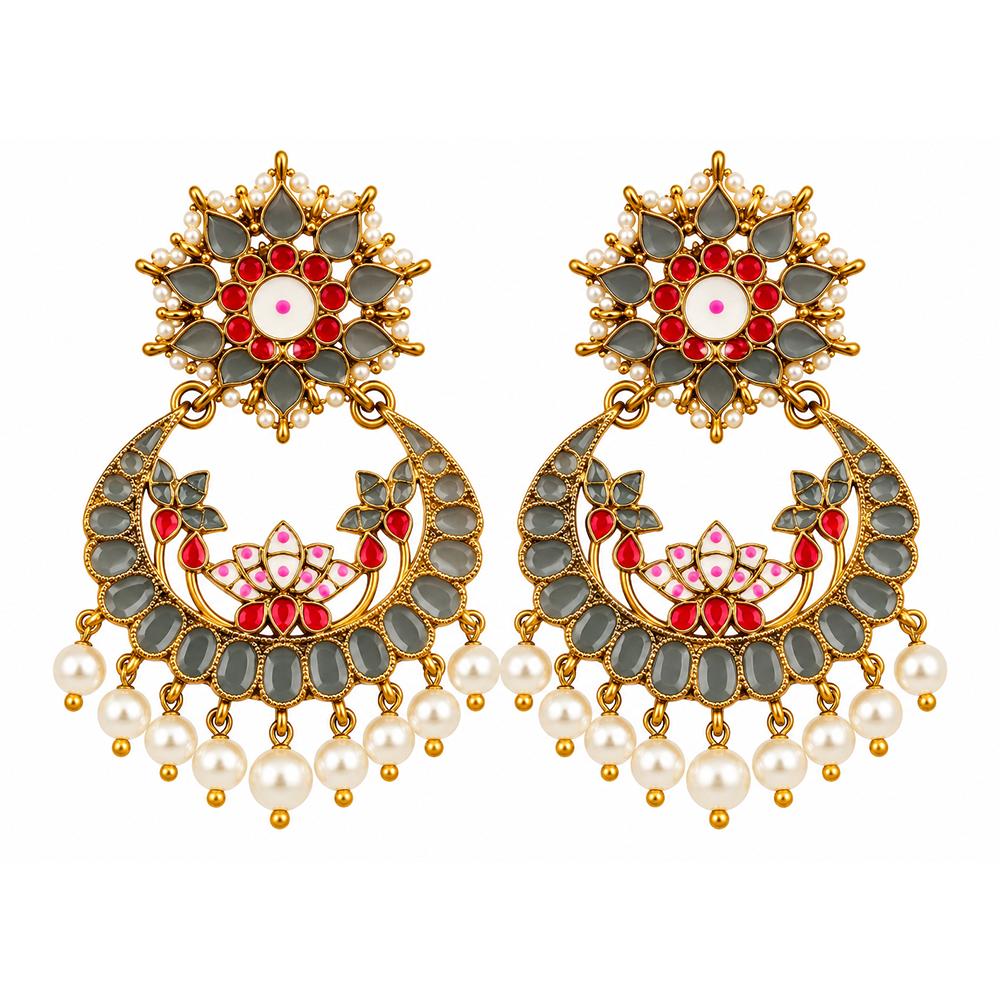 The99Jewel Designer Festive Pota Stone Dangler Earrings