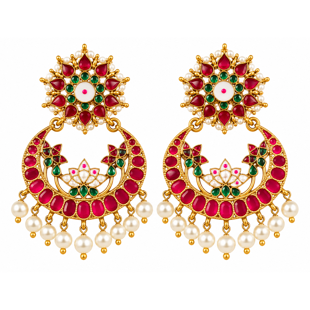 The99Jewel Designer Festive Pota Stone Dangler Earrings