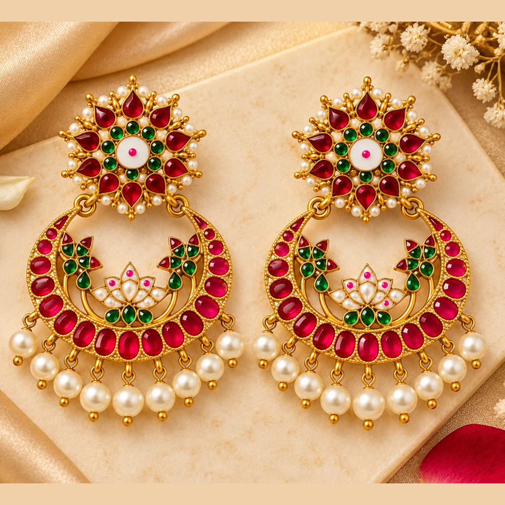 The99Jewel Designer Festive Pota Stone Dangler Earrings