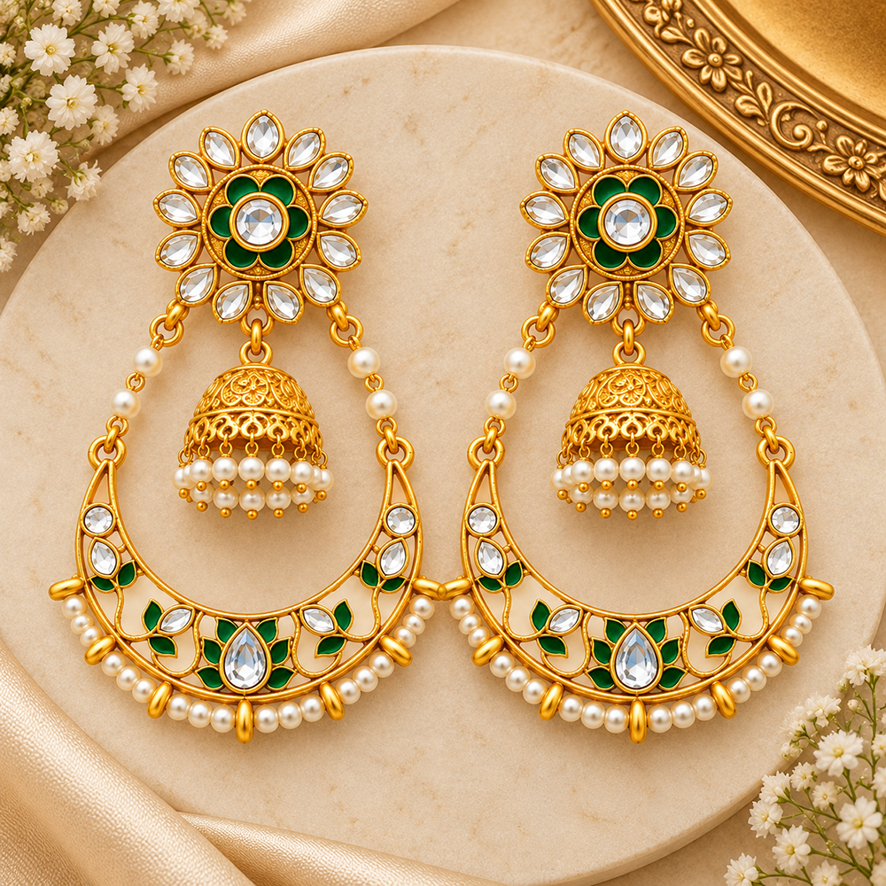 The99Jewel Designer Festive Meenakari Dangler Earrings