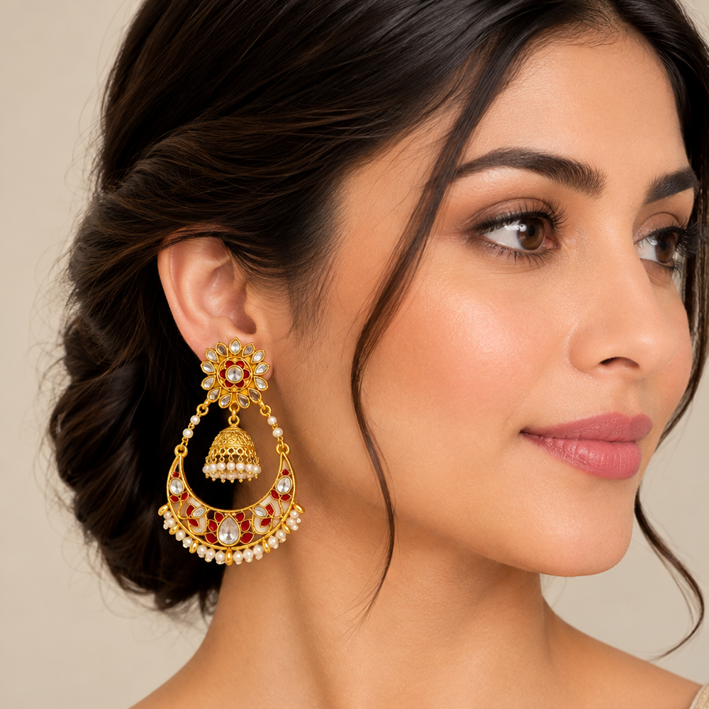 The99Jewel Designer Festive Meenakari Dangler Earrings