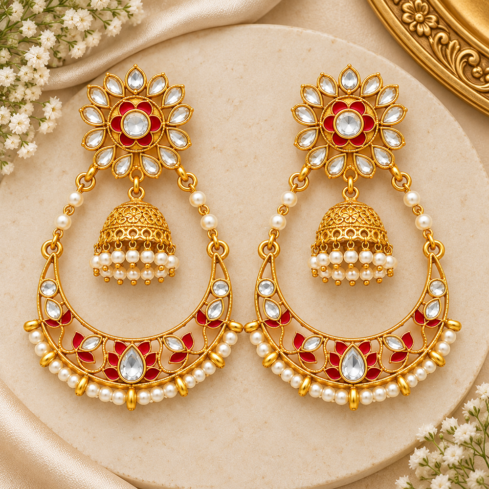 The99Jewel Designer Festive Meenakari Dangler Earrings