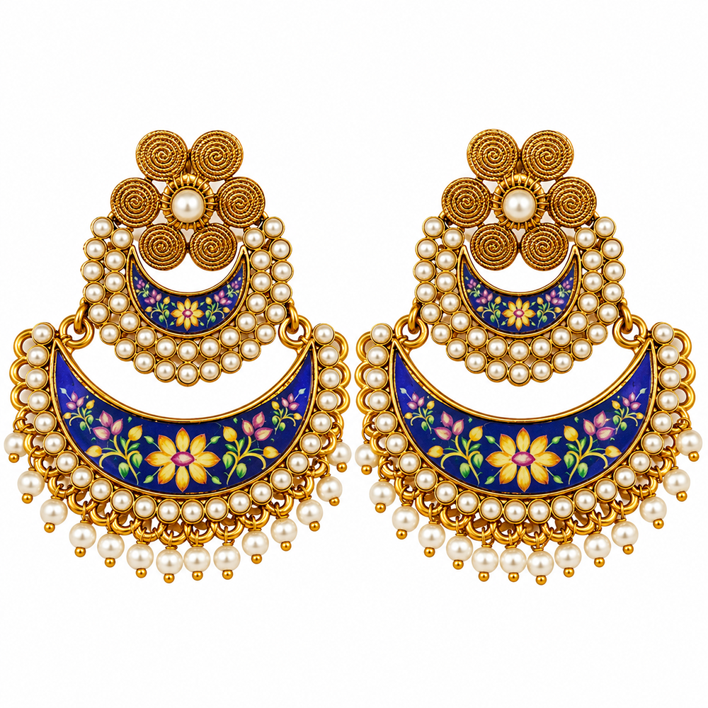 The99Jewel Elegant Kundan Stone Dangler Earrings with Pearl Drops | Traditional Indian Jewellery