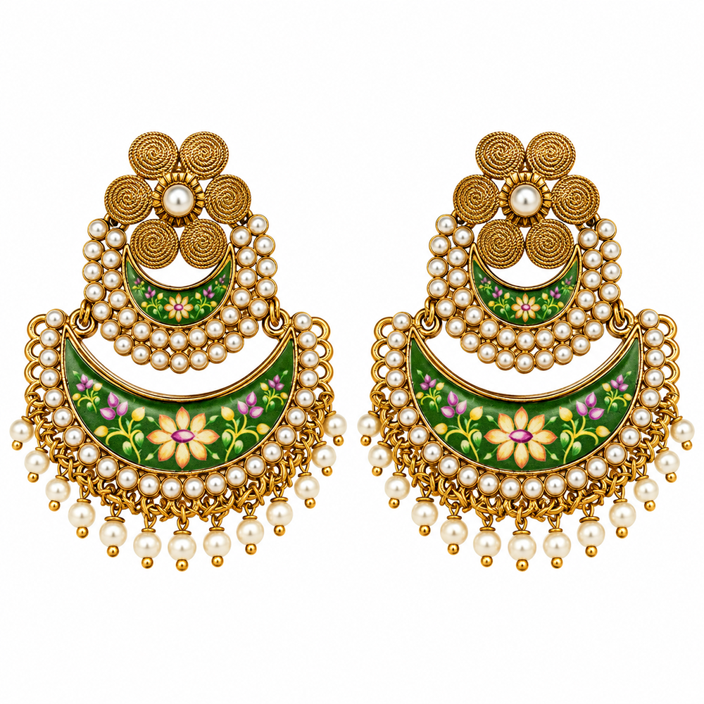 The99Jewel Elegant Kundan Stone Dangler Earrings with Pearl Drops | Traditional Indian Jewellery
