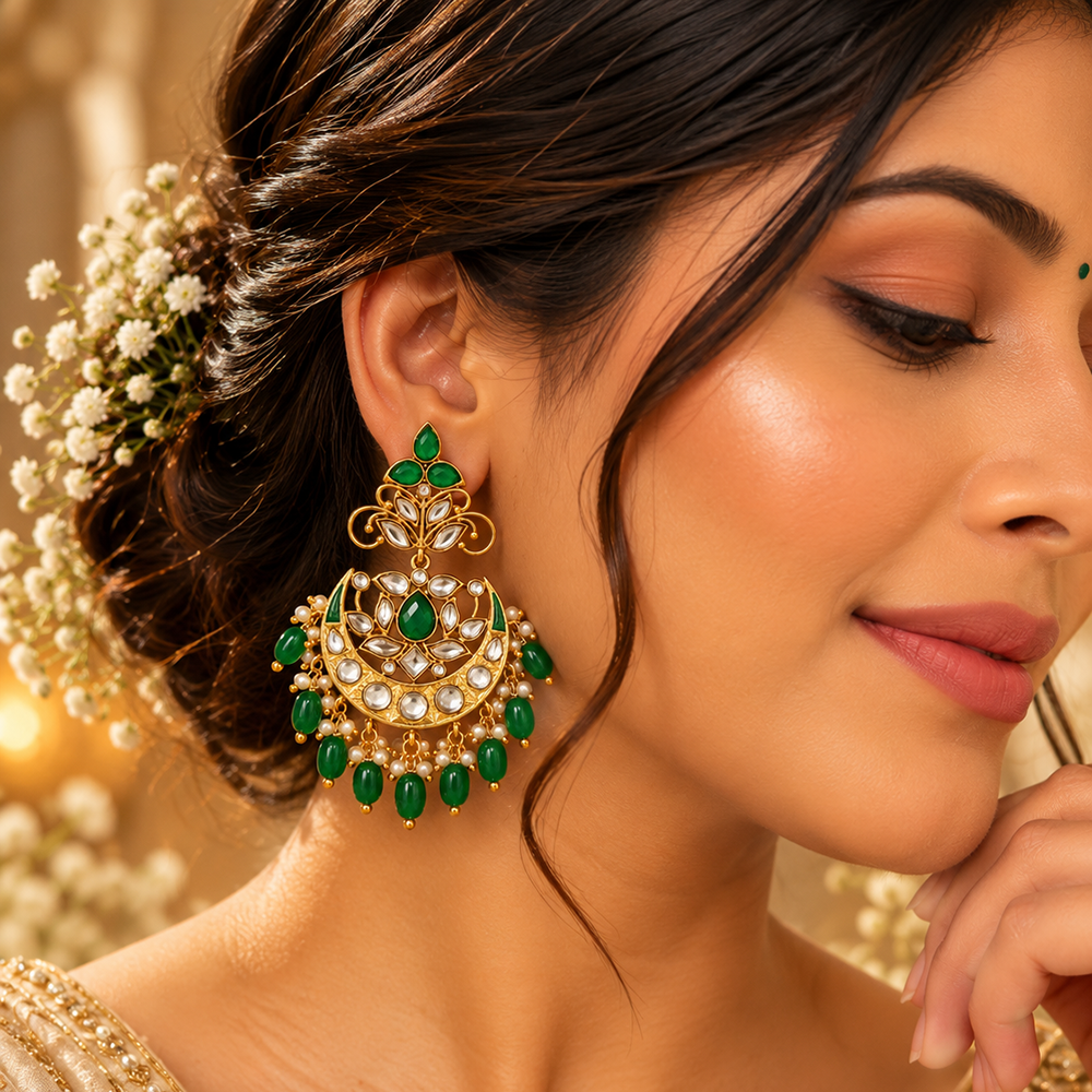 The99Jewel Elegant Kundan Stone Dangler Earrings with Pearl Drops | Traditional Indian Jewellery