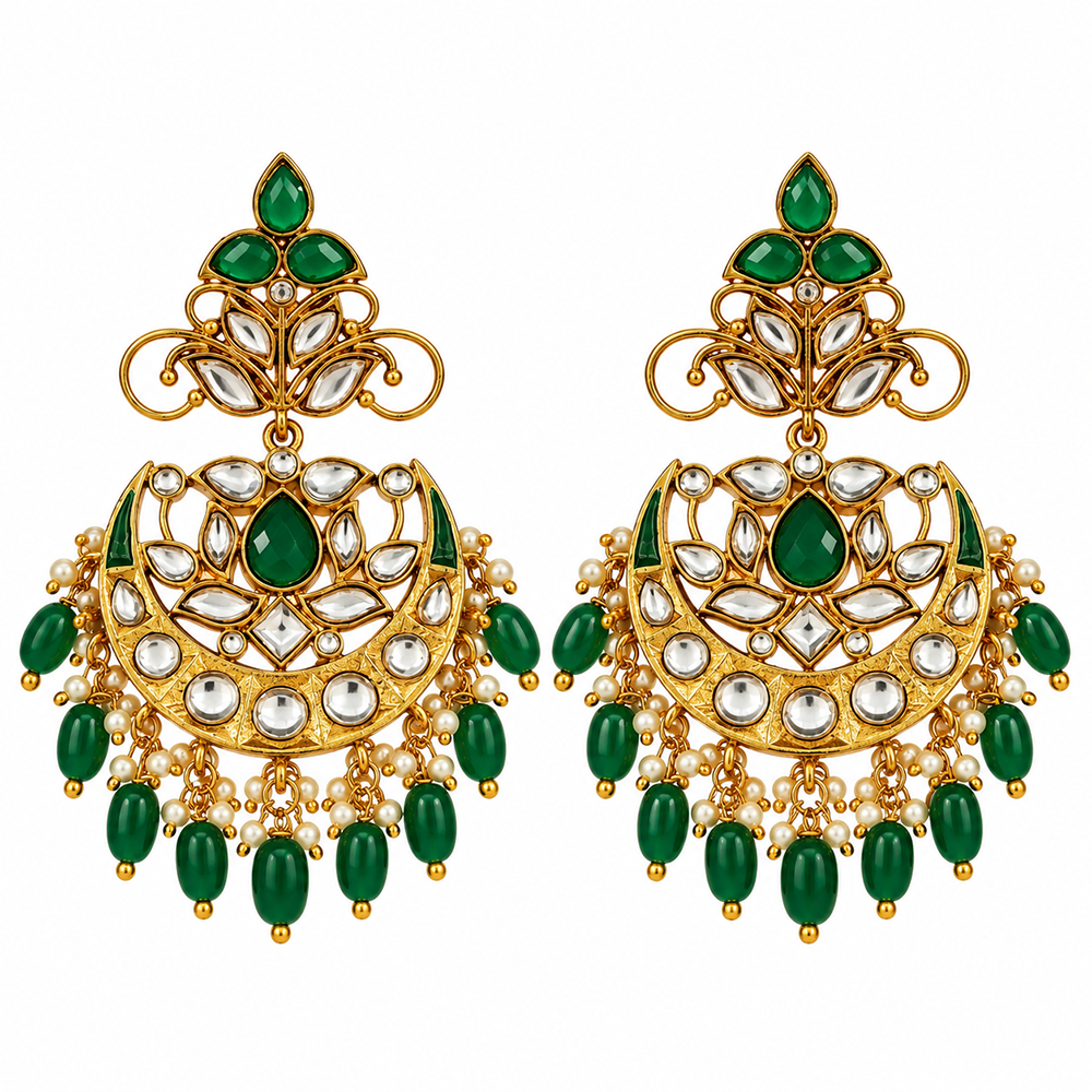 The99Jewel Elegant Kundan Stone Dangler Earrings with Pearl Drops | Traditional Indian Jewellery