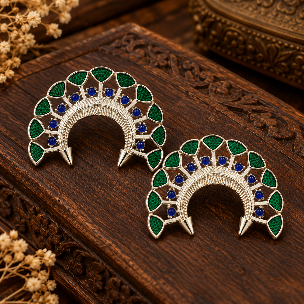 The99Jewel Graceful Half Circle Shape Stud Earrings | Silver Plated Fashion Jewellery