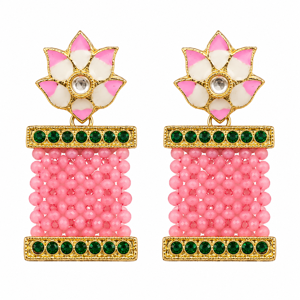 The99Jewel Beautiful Floral and Rectangular Shape Dangler Earrings | Gold Plated Fashion Jewellery
