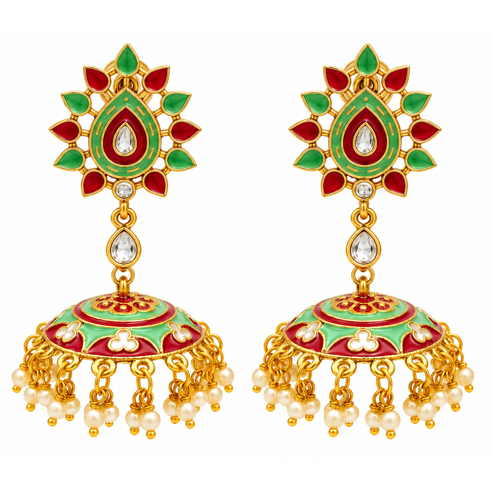 The99Jewel Designer Festive Meenakari Jhumka Earrings