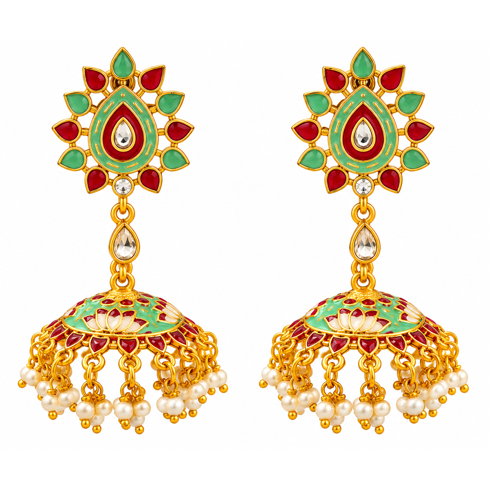 The99Jewel Designer Festive Meenakari Jhumka Earrings