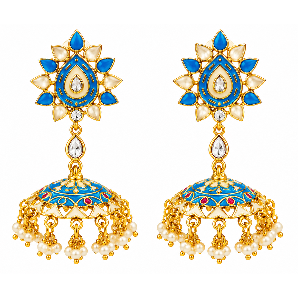 The99Jewel Designer Festive Meenakari Jhumka Earrings