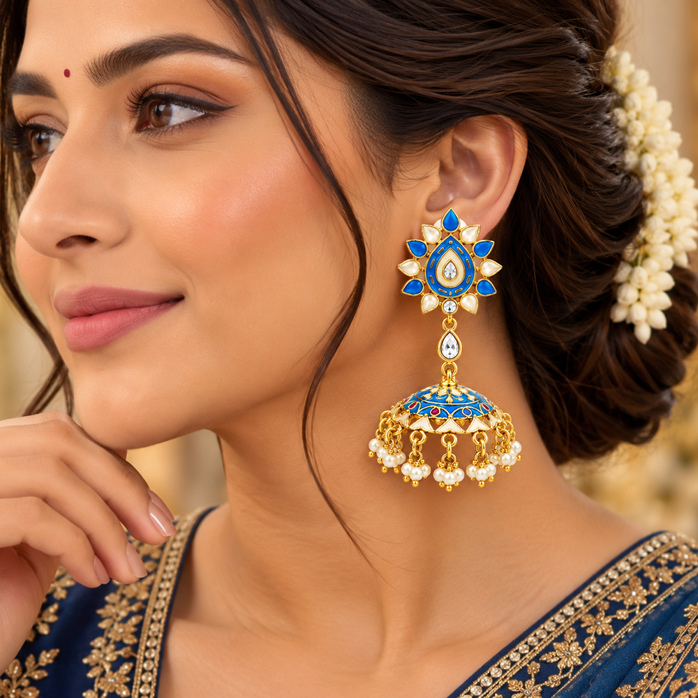 The99Jewel Designer Festive Meenakari Jhumka Earrings