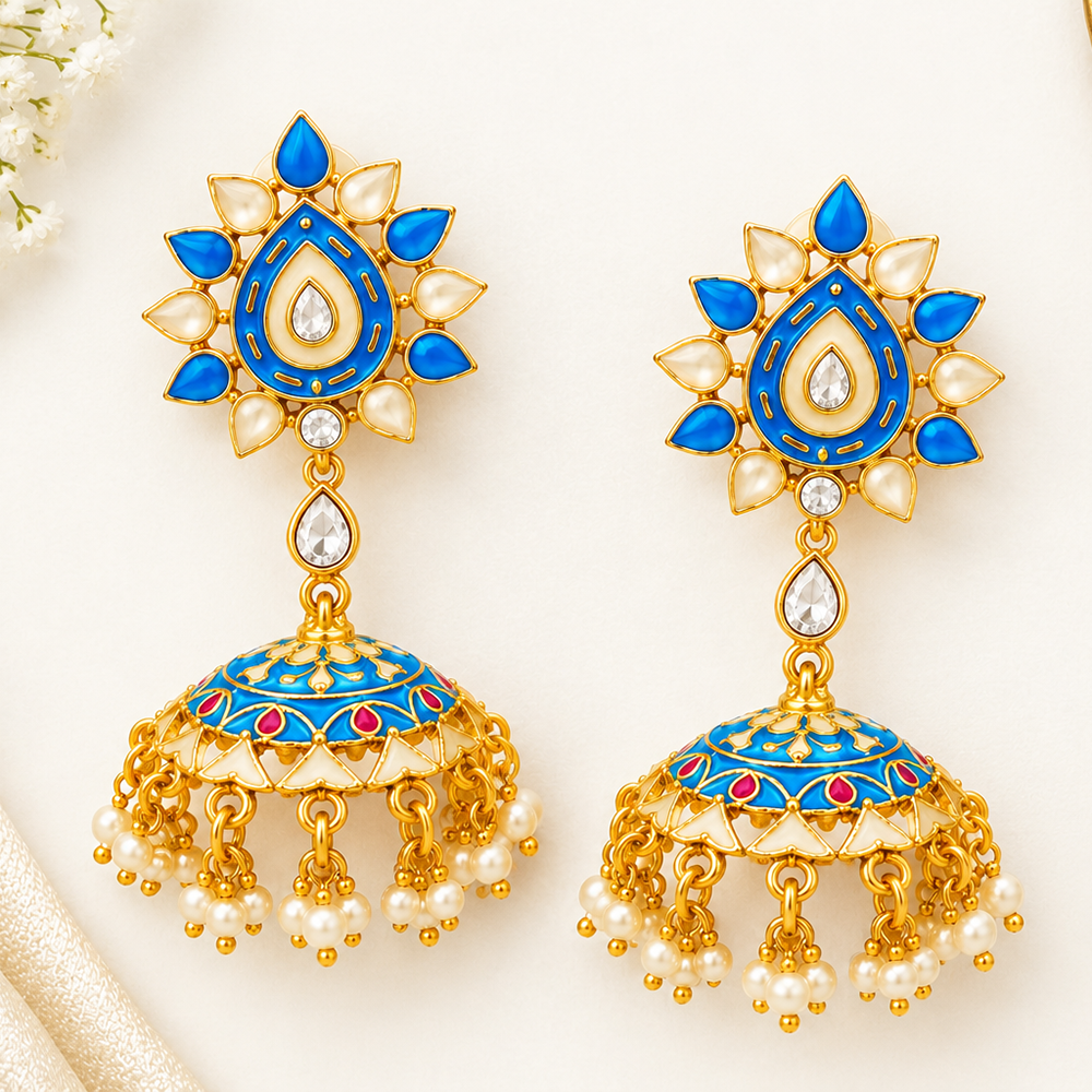 The99Jewel Designer Festive Meenakari Jhumka Earrings