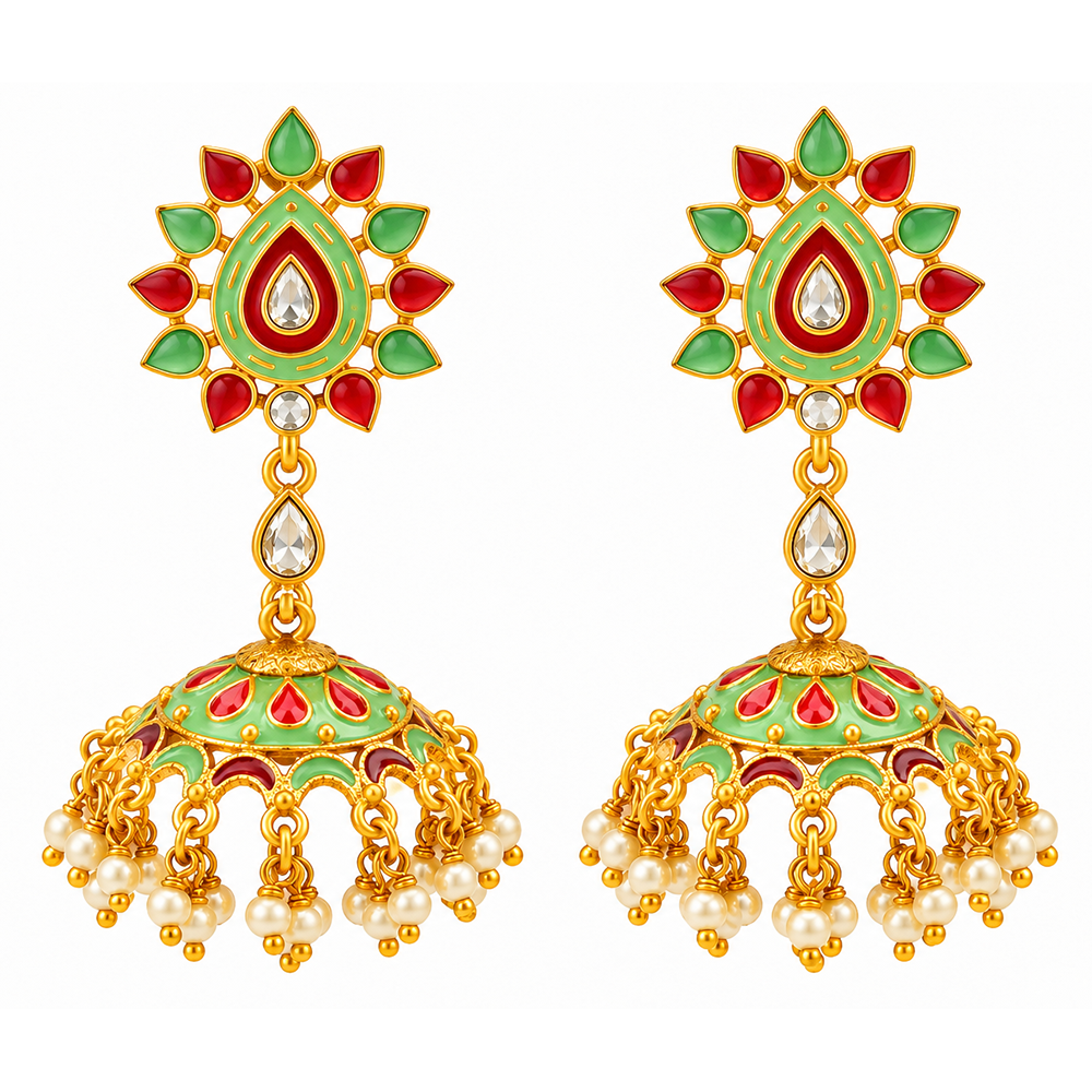 The99Jewel Designer Festive Meenakari Jhumka Earrings