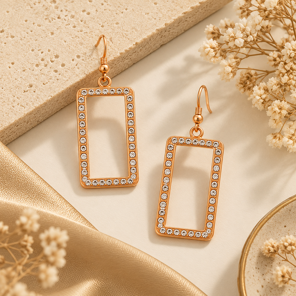 The99Jewel Signature Rose Gold Plated Statement Dangler Earrings for Women | Traditional Ethnic Jewellery