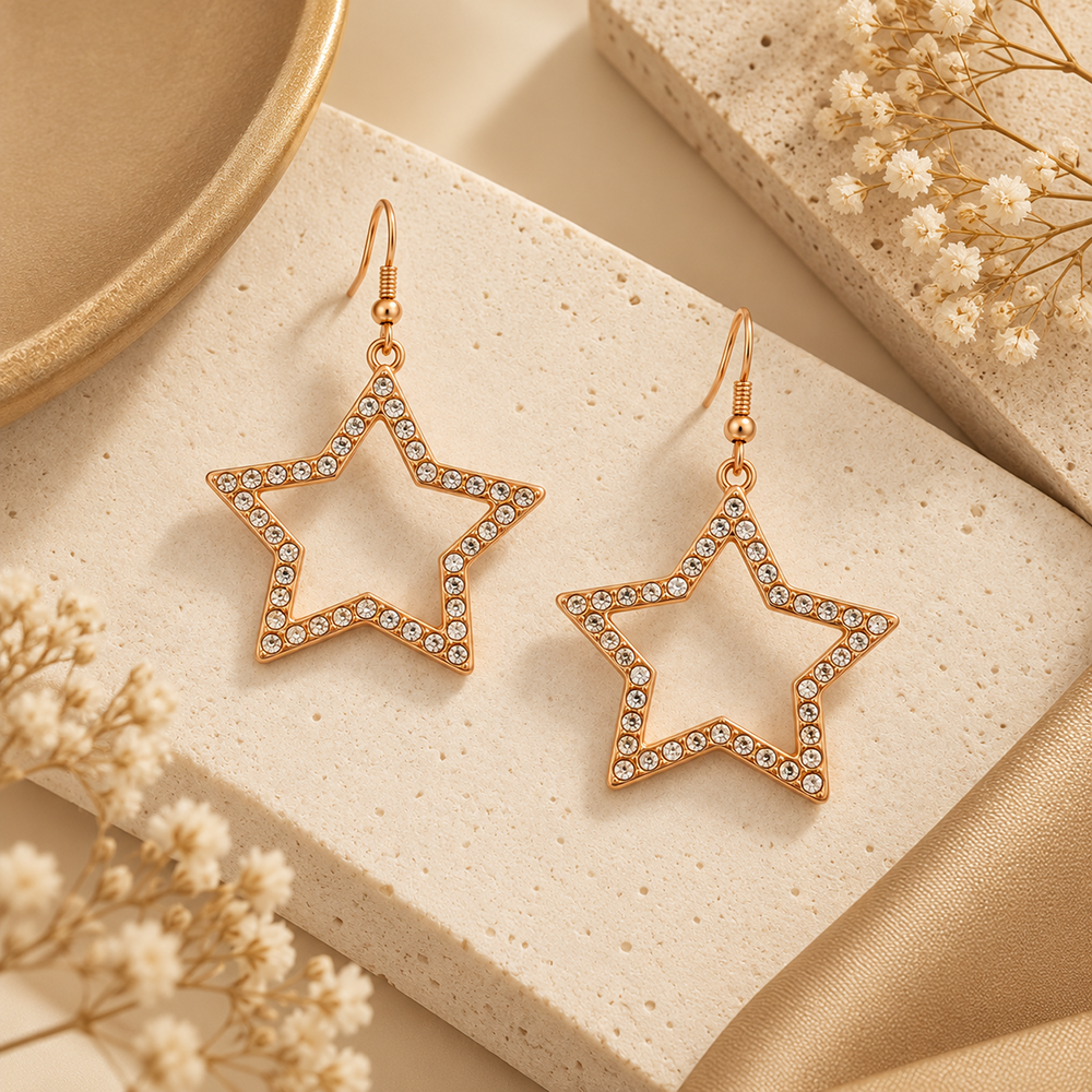 The99Jewel Signature Rose Gold Plated Statement Dangler Earrings for Women | Traditional Ethnic Jewellery