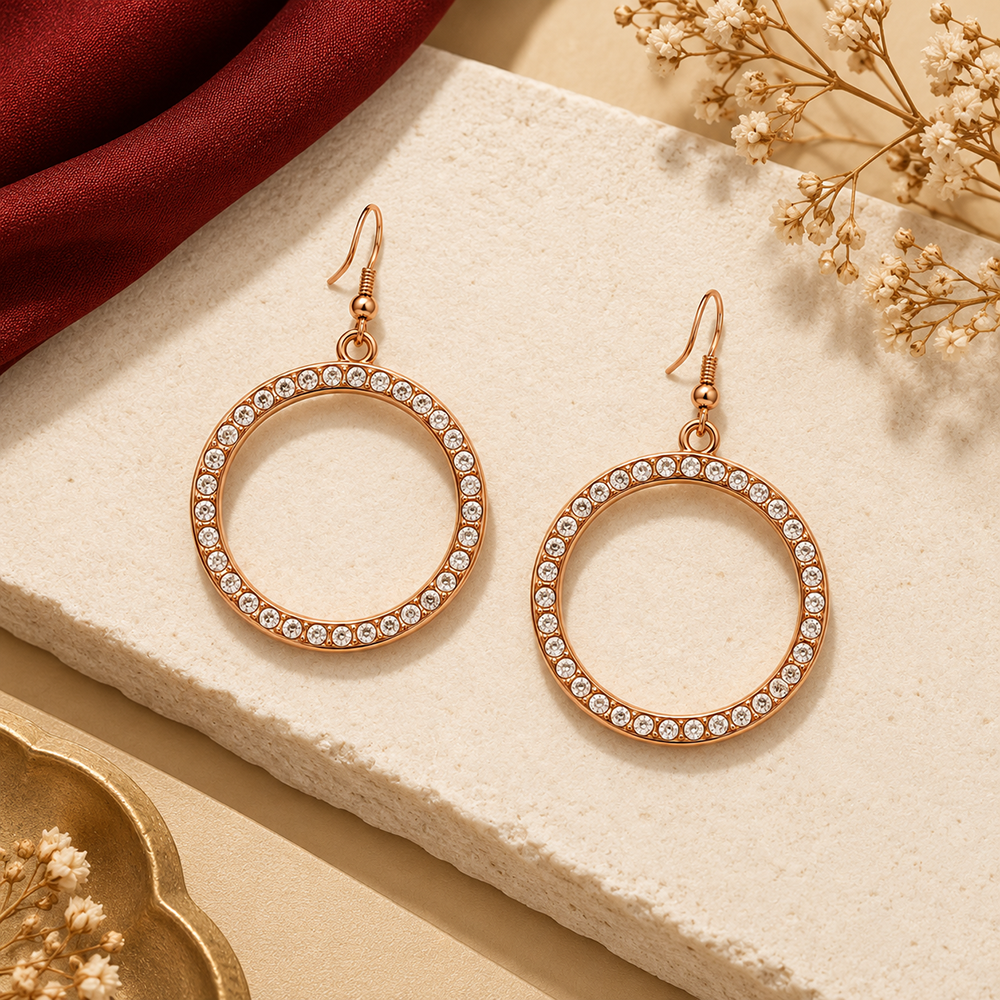 The99Jewel Signature Rose Gold Plated Statement Dangler Earrings for Women | Traditional Ethnic Jewellery