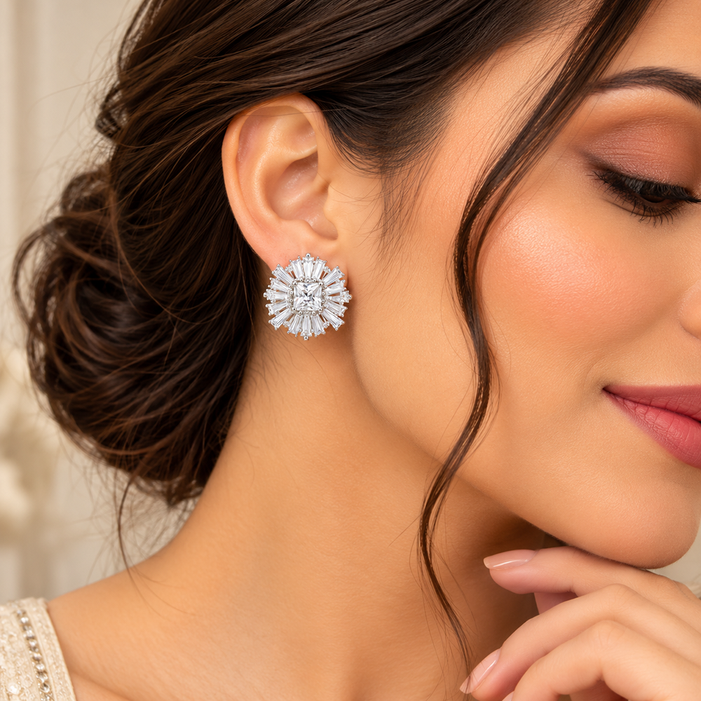 The99Jewel Sparkling AD Stone Stud Earring for Women for party and special Events