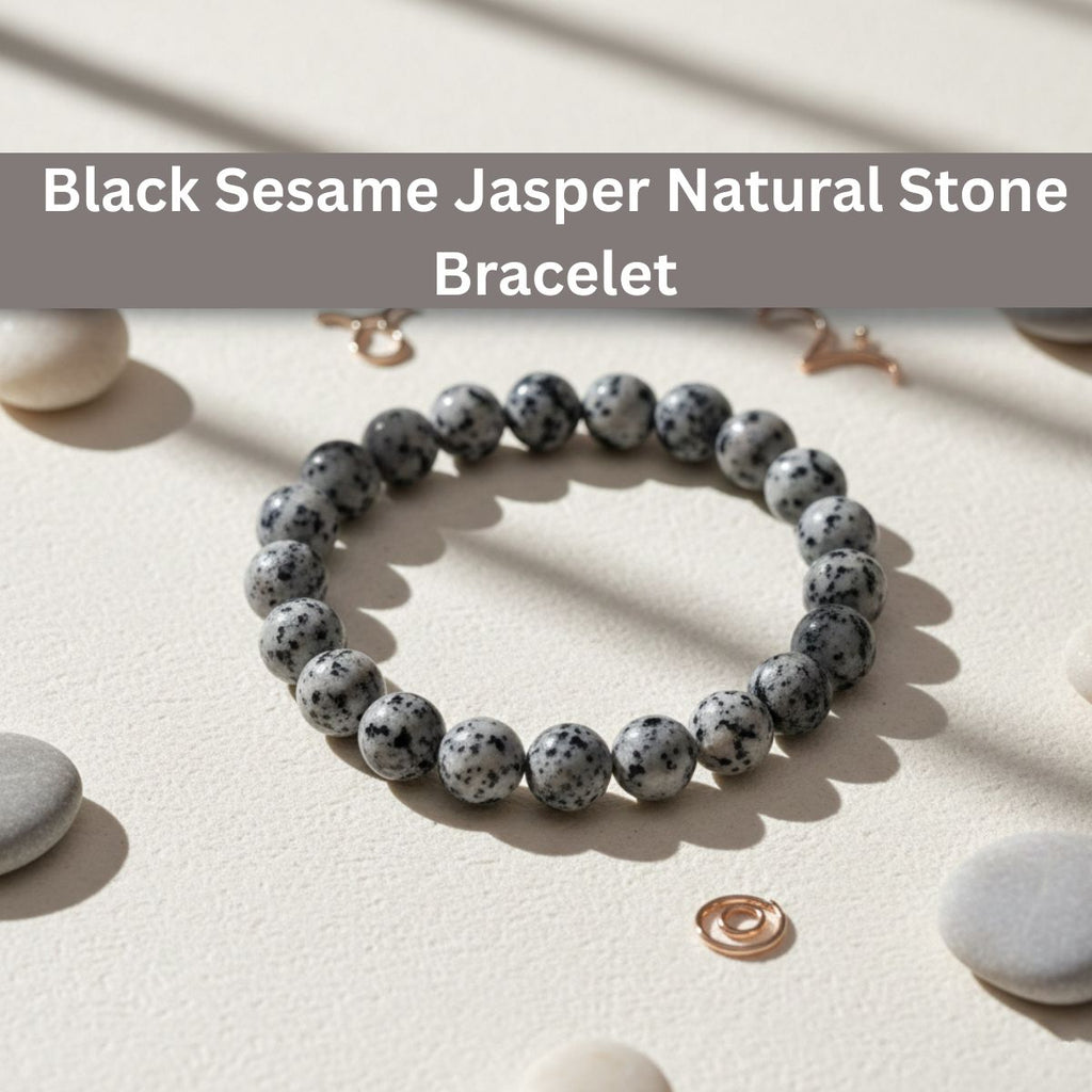 The99Jewel Black Sesame Jasper Natural Stone Bracelet With Box