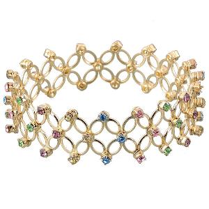 The99Jewel Gold Plated Multi Color Trendy Adjustable / Stretchable Bracelet