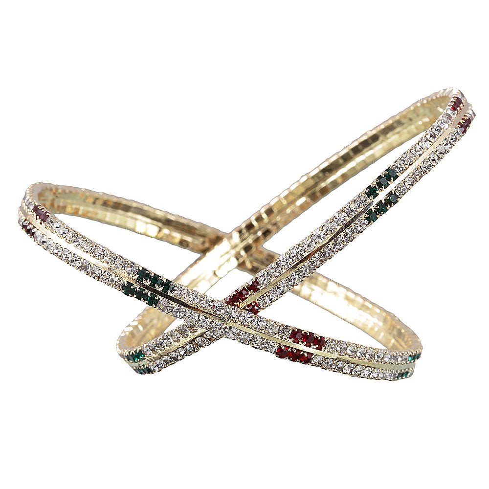 The99Jewel Gold Plated Austrian Stone Bangles Set ( 2 Piece In Set )