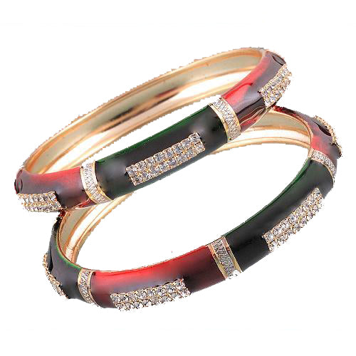 The99Jewel Gold Plated Austrian Stone Meenakari Bangles Set ( 2 Piece In Set )