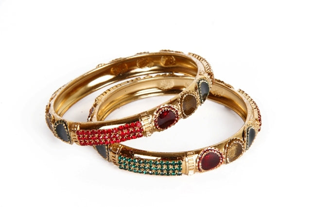 The99Jewel Gold Plated Austrian Stone Meenakari Bangles Set ( 2 Piece In Set )