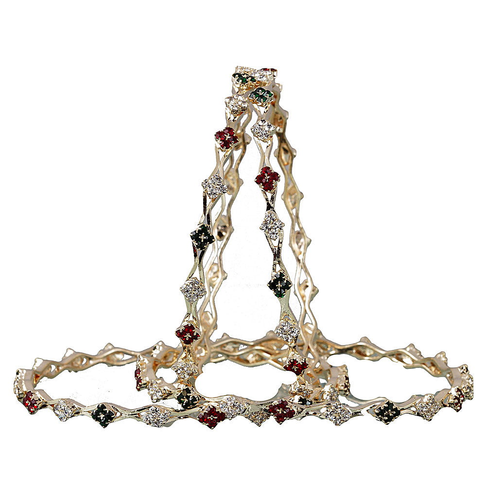 The99Jewel Gold Plated Austrian Stone Bangles Set ( 4 Piece In Set )