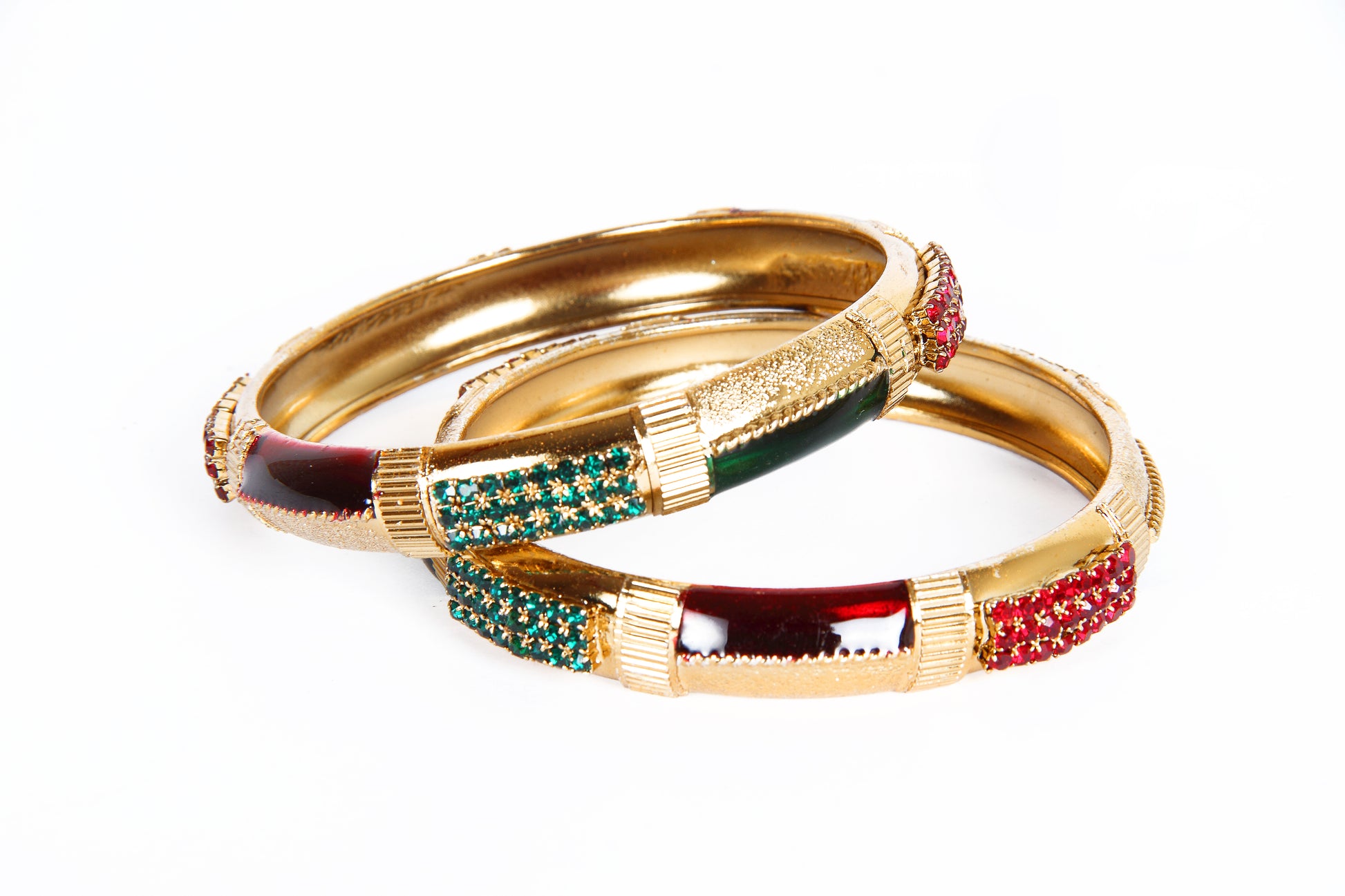 The99Jewel Gold Plated Austrian Stone Meenakari Bangles Set ( 2 Piece In Set )