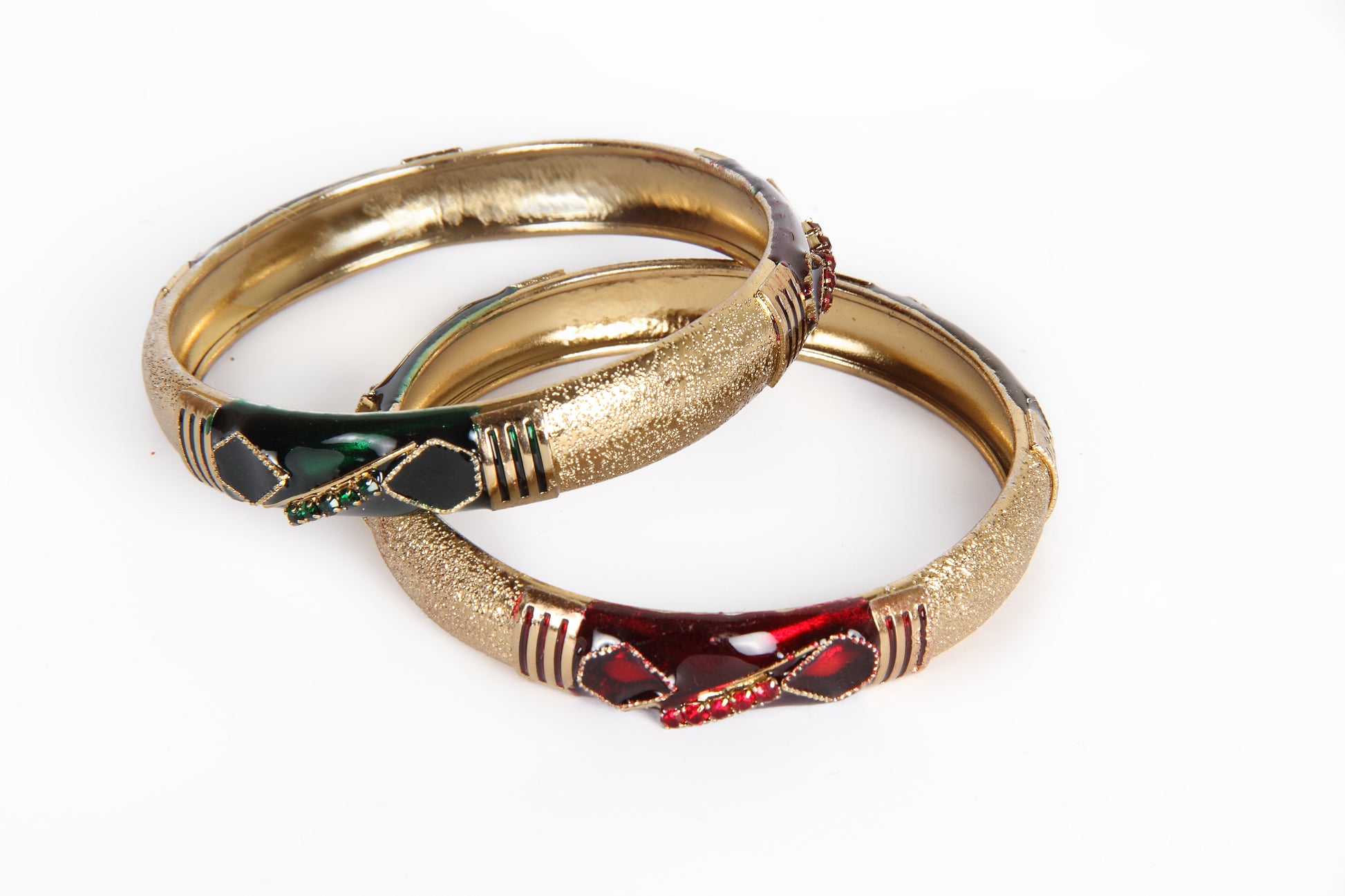 The99Jewel Gold Plated Austrian Stone Meenakari Bangles Set ( 2 Piece In Set )